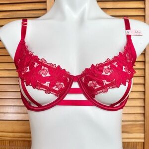 Victoria's Secret Red Lace Balconette Bra
